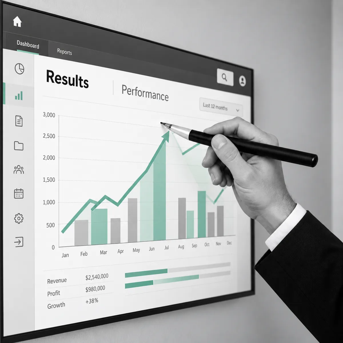 Dashboard showing measurable business results