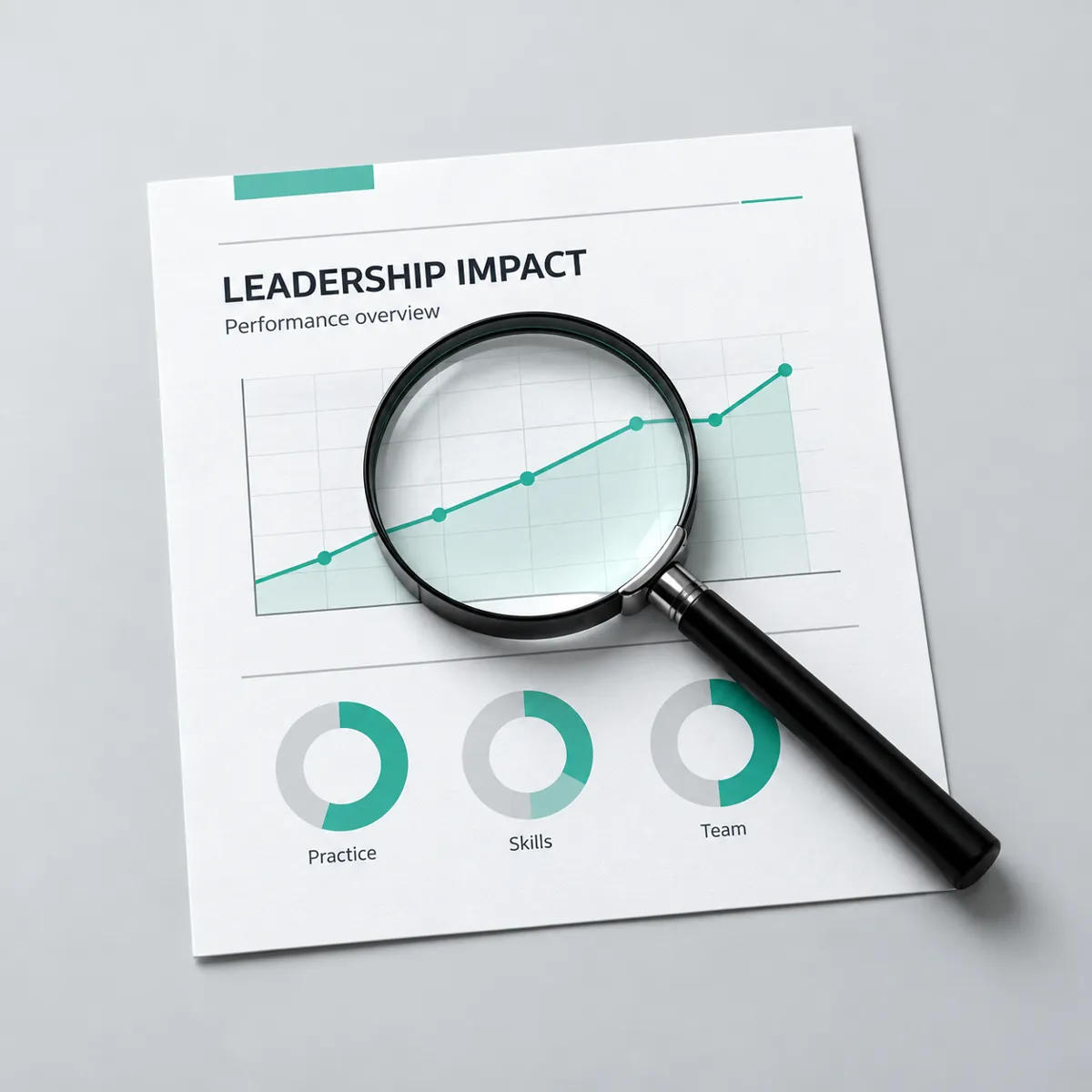 Magnifying glass over a performance effectiveness report